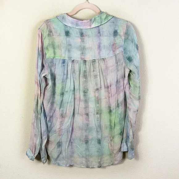 Bella Dahl Tie-dye High/low Button Down Shirt In Etheral Pastel size Small - Picture 5 of 13